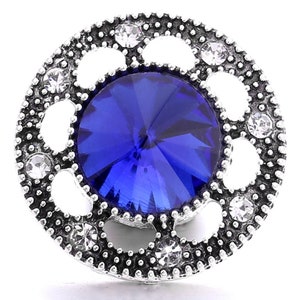 Blue Snap Jewelry Ginger Charm, 18MM Antique Rhinestone Gem Faceted Button, Fits Women&#39;s Custom Bracelets, Necklaces, Rings