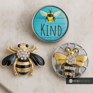 Bee Snap Jewelry Ginger Charm, 18MM Honeycomb Insect Bug Brooch Button, Fits Girls Custom Bracelets, Necklaces, Keychains, Rings