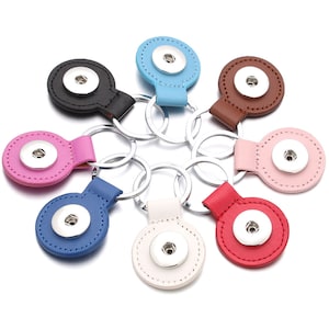 Leather Keychain Snap Jewelry Round Car Key Ring Fits Customizable 18MM 20MM Ginger Charm Buttons