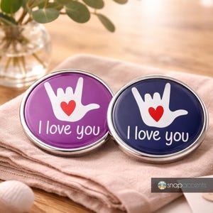 色をお選びください | 手話スナップジュエリー ジンジャーチャーム Love You 18mm 聴覚障害者用ボタン レディース カスタマイズ可能なブレスレット、ネックレス、リングにフィット
