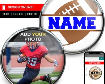 Personalized Football Snap Jewelry Ginger Charm, 18MM Custom Name Photo, Team Ball Sports Number Button, Fits Custom Necklaces, Bracelets