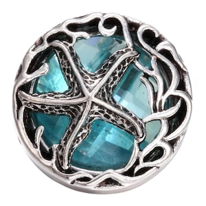 Starfish Snap Jewelry Blue Ocean Ginger Charm, 18MM Interchangeable Snap Button, Fits Snap Bracelets, Necklaces, Keychains, Rings