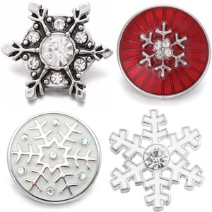 Snowflake Snap Jewelry Ginger Charm, 18MM Christmas Rhinestone Button, Fits Women&#39;s Customizable Bracelets, Necklaces, Keychains, Rings