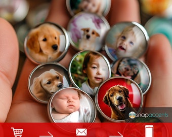 Create Photo Logo Snap Jewelry, 18MM Ginger Charm, Personalized Picture, Handmade Snap Button, Fits Custom Necklaces, Bracelets, Keychains