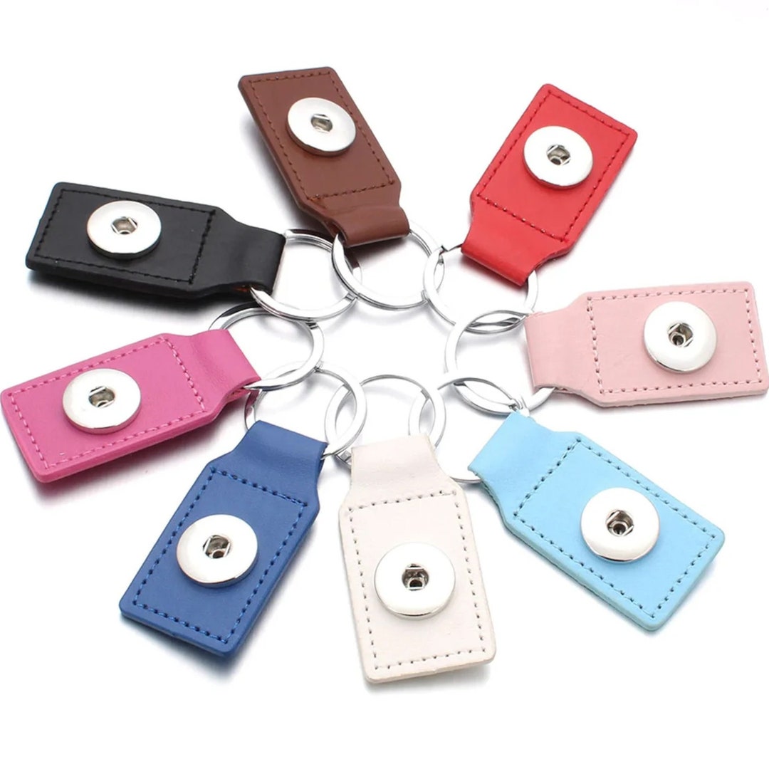 Customizable Leather Snap Keychain - Holds 3 Interchangeable 18mm/20mm Charm Buttons, Ginger Snap Compatible - View #4