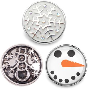 Snowman Christmas Snap Jewelry Ginger Charm Holiday 18MM Button Fits Women&#39;s Customizable Bracelets, Necklaces, Keychains, Rings