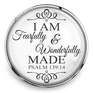Bible Scripture Snap Jewelry Ginger Charm Fearfully Wonderfully Made  Christian Psalm 18MM  Button Fits Customizable Bracelets, Necklaces