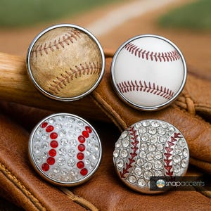 Baseball Snap Jewelry Ginger Charm, 18MM Sports Team Ball Button, Fits Custom Bracelets, Necklaces, Keychains, Rings