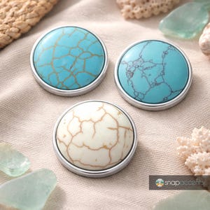 ターコイズスナップジュエリージンジャーチャーム、18mmパールヴィンテージストーンスナップボタン、レディースカスタムブレスレット、ネックレス、キーチェーン、リングにフィット