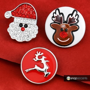 Snap Jewelry Ginger Charm Christmas Santa Rudolph Reindeer 18MM Holiday, for Interchangeable DIY Accessories