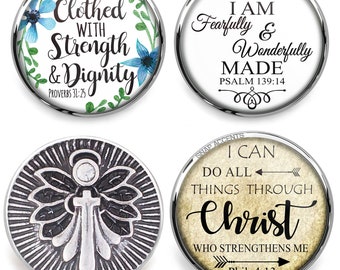 Bible Verse Snap Jewelry, 18MM Ginger Charm Christian Psalm Proverbs Scripture Button, Fits Customizable Necklaces, Bracelets, Rings