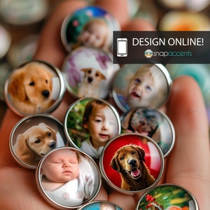 Create Photo Logo Snap Jewelry, 18MM Ginger Charm, Personalized Picture, Handmade Snap Button, Fits Custom Necklaces, Bracelets, Keychains