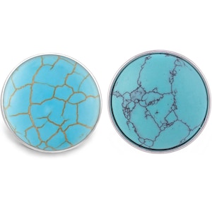 Turquoise Snap Jewelry Ginger Charm, 18MM Pearl Vintage Stone Snap Button, Fits Women&#39;s Custom Bracelets, Necklaces, Keychains, Rings