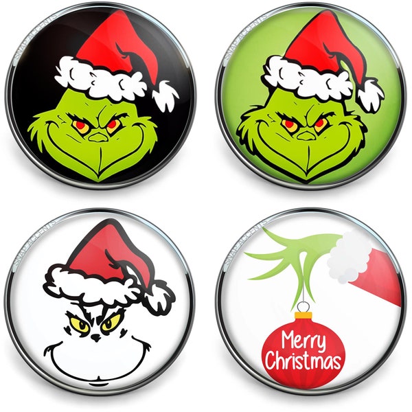Grinch Snap Jewelry Ginger Charm, Christmas Holiday 18MM Ornament Button, Fits Snap Charm Custom Bracelets, Necklaces, Keychains, Rings