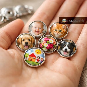Photo Logo Snap Jewelry Ginger Charm, Personalized 18MM Picture, Handmade, for Interchangeable DIY Accessories