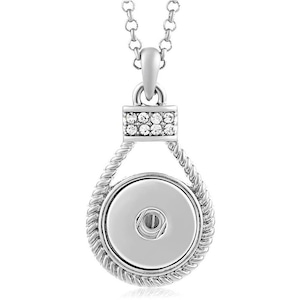 Choose a Size | Snap Jewelry Ginger Charm Necklace, Adjustable Roped Pendant, Fits Interchangeable 18MM 20MM Customizable  Buttons