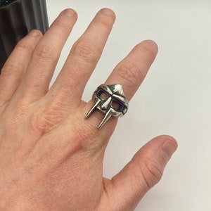 Bague MF DOOM en argent bague DR Doom en acier bague masque de méchant pour homme bague gladiateur en argent pour homme bague rappeur kanye west vif d'or image 7