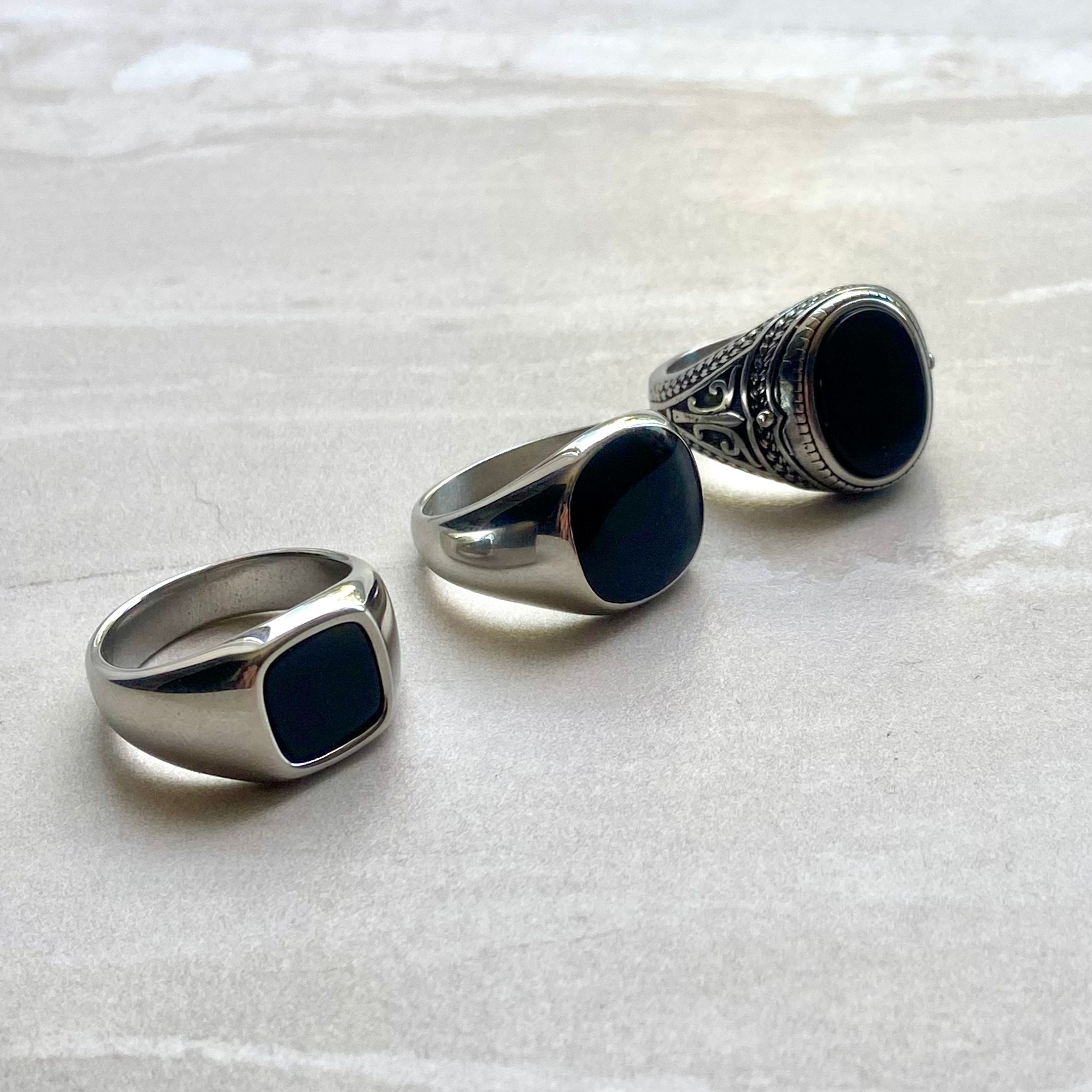 Black Onyx Ring Ring for Men Black Gem Stone Etsy