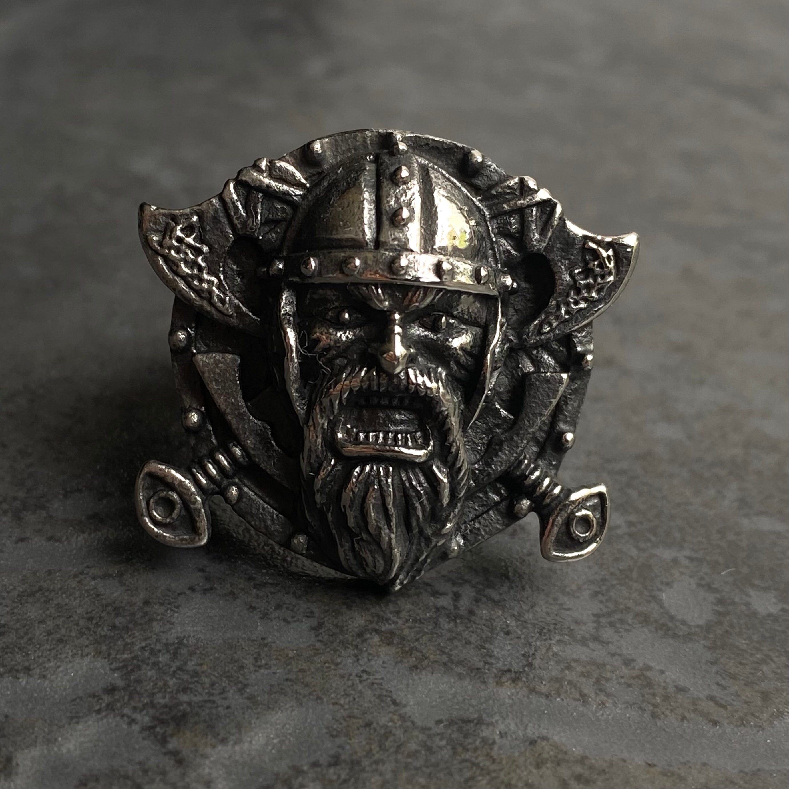 Mens Viking Ring Steel Viking Head Ring Stainless Steel Etsy