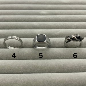 Stainless Steel Rings Mens Silver Signet Rings Greek Rings for men Set of rings Couple Ring Onyx Signet Ring Abalone Shell zdjęcie 4