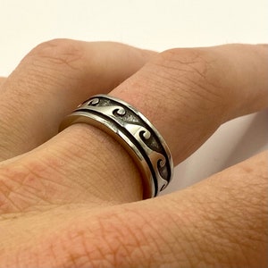 Mens Wave Band Mens Ring Wave Pattern Ring Geometric Style Vintage Ring ...