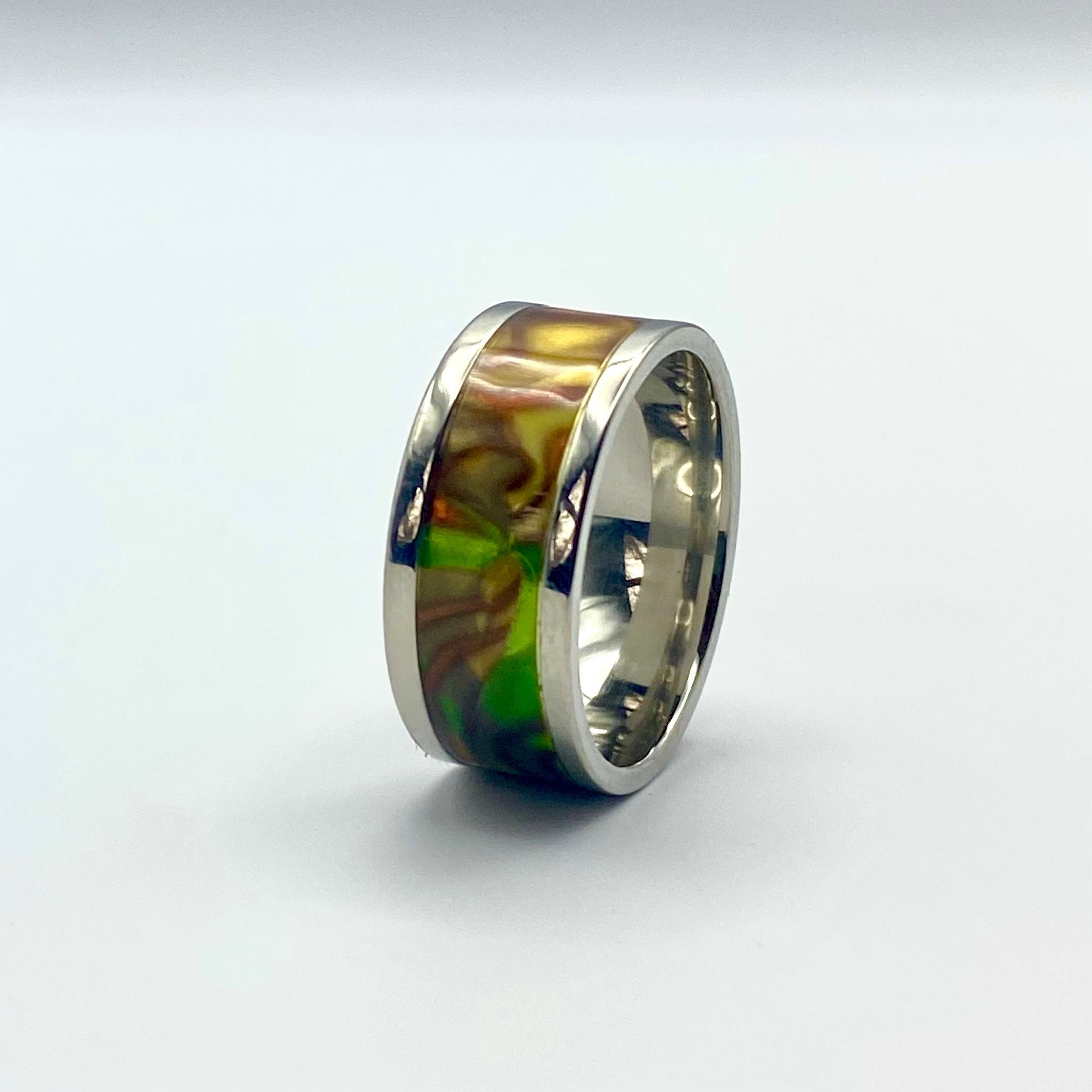 Three Keys Jewelry Abalone Shell Inlay Tungsten ring