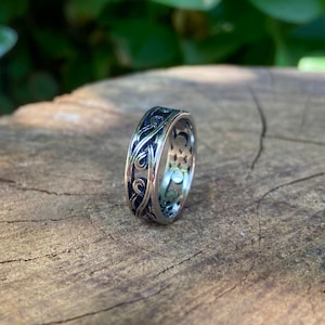 Silver Vintage Twisted Ring - Mens Rustic Band - Geometric Style Vintage Ring - Male Band Ring