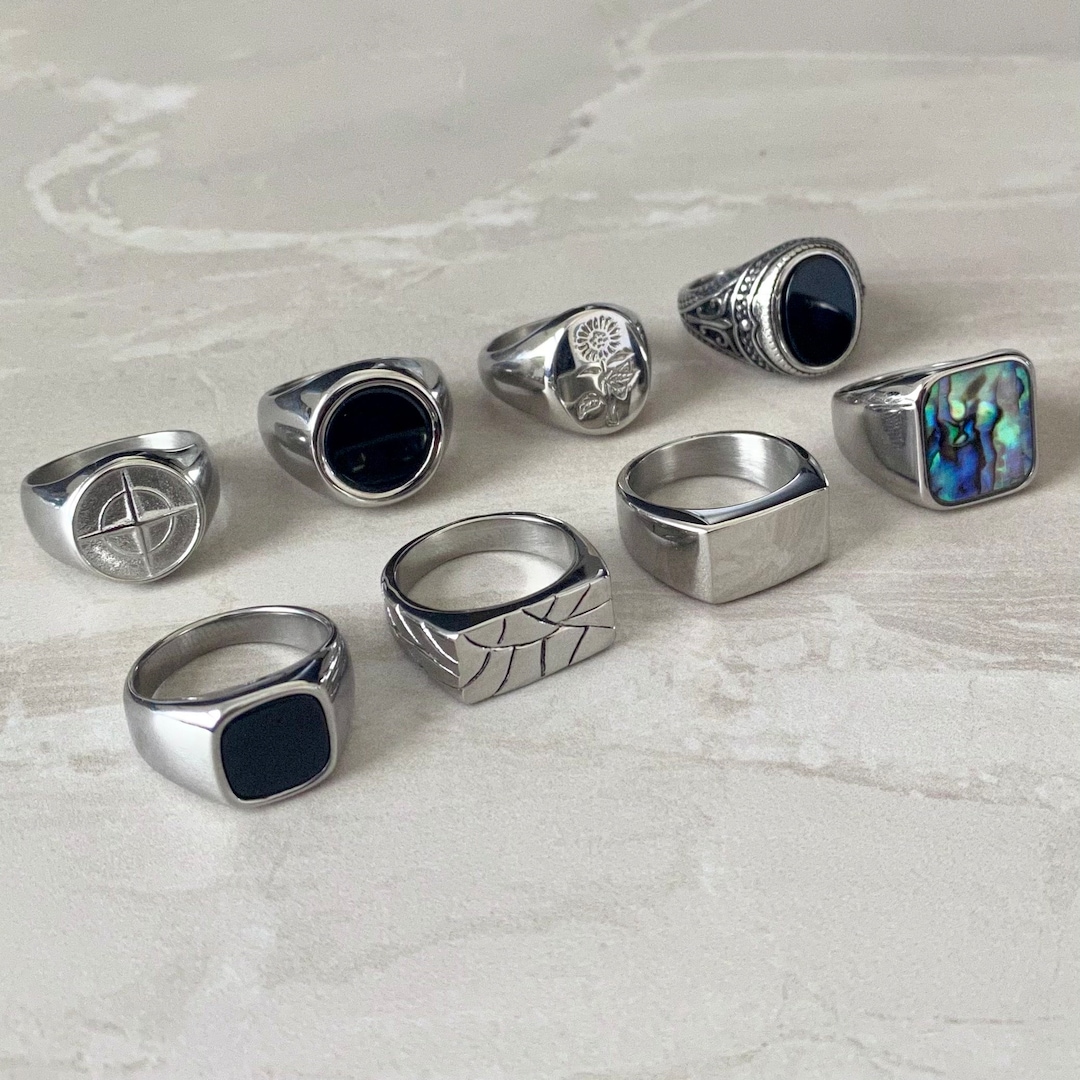 Stainless steel sale mens signet ring