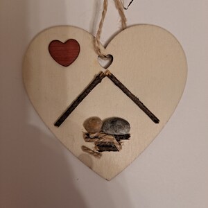 Nativity pebble art ornament