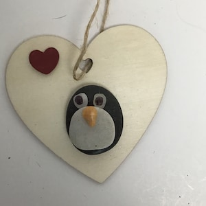 penguin pebble art ornament