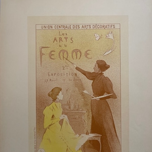 Vintage Poster Maitres de L&#39;Affiche Plate No. 58 Printed Circa 1897 (Over 120 Years Old) Advertising an Exhibition of Women&#39;s Art