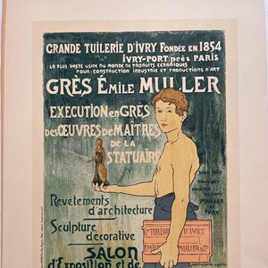 Vintage Poster Printed Circa 1898 Maitres De L&#39;Affiche Plate No. 131 Advertising For a Ceramics Studio