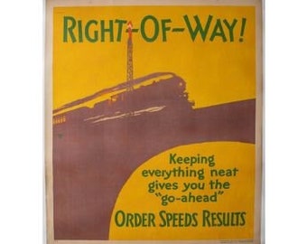 Right of Way by Henry Lee, Jr. - Original 1929 Mather Work Productivity Poster-Linen Backed