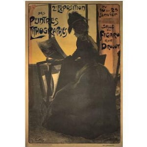 Exposition des Peintres Lithographies by Gottlob, Original Antique French Stone Lithograph Poster c. 1898 Linen Backed (Not a reproduction)