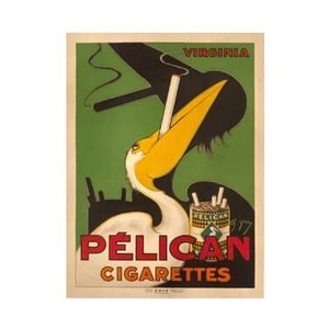 Cigarrillos Pelican de Charles Gray impreso en 1930, póster publicitario francés vintage original con respaldo de lino (no es una reproducción)