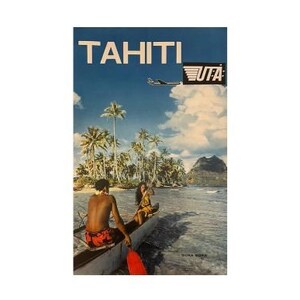Anuncio fotográfico de la aerolínea UTA Tahiti-Original de 1963 para UTA (aerolínea francesa)-Linen respaldado