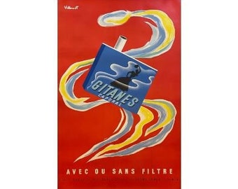 Gitanes by Bernard Villemot 1960s リトポスター（Bernard