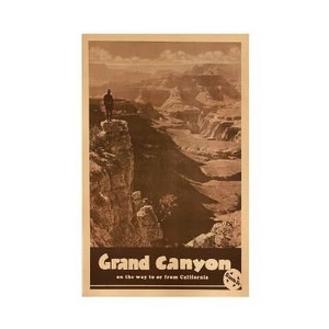 Cartel original de la línea ferroviaria de Santa Fe, Gran Cañón, 1939, con reverso de lino