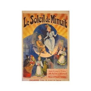 Le Soleil Minuit Opera Comique by Rene Pean. Original antique French poster printed circa 1898 (not a reproduction)