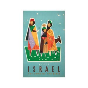 Visit Israel Land of the Bible Original Israel 1953 Travel Poster Linen Backed (Not a reproduction)