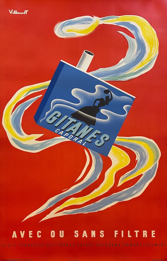 Gitanes Caporal by Bernard Villamot, 1960 Vintage French Poster