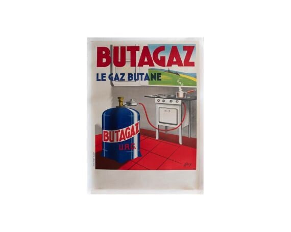 Butagaz (butane) - Original 1924 French Stone Lithograph Poster-linen ...