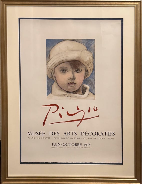 ヴィンテージ ピカソ展ポスター：パウロ・オー・ボネ・ブラン、額装