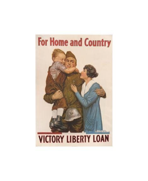 Home and Country Fourth Liberty Loan Original WWI Poster Printed Circa 1918