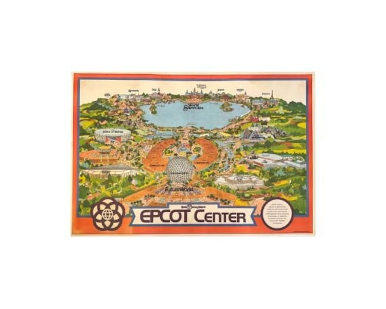 Buy Walt Disneyworld EPCOT Original Park Map Printed 1982 Linen Backed ...