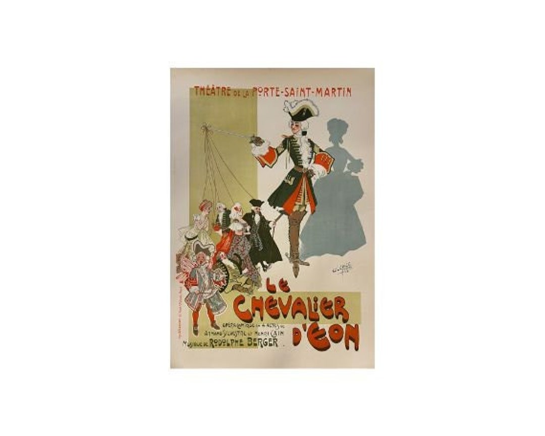 Antique French Theater Poster: Le Chevalier D'eon, 1906 Linen