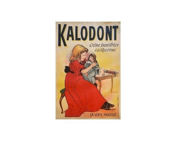 Kalodont Creme Detifrice, Original Antique French Stone Lithograph