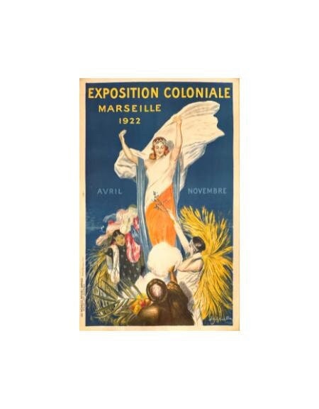 Exposition Coloniale Marseille Original Antique French Stone Lithograph Poster by Leonetto Cappiello Printed 1922 Linen Backed (Not a repro)