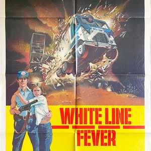 White Line Fever (1975) starring Jan-Michael Vincent and Slim Pickens original one sheet movie poster (not a repro) vintage trucker movie!