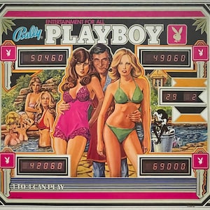 Playboy Flipper Bally Werbung Original Vintage Plakat Gedruckt Circa 1978 Auf Archival Leinen montiert
